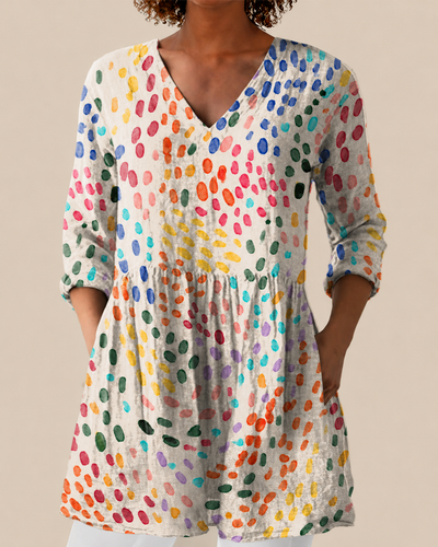 Ausdrucksstarke Lange Damen Bluse mit Muster