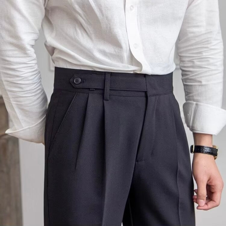 Klassische Elegante Herren Stoffhose mit Schnalle