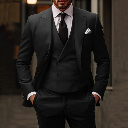 Eleganter 3-Teiliger Herren Anzug mit Sakko, Weste und Hose