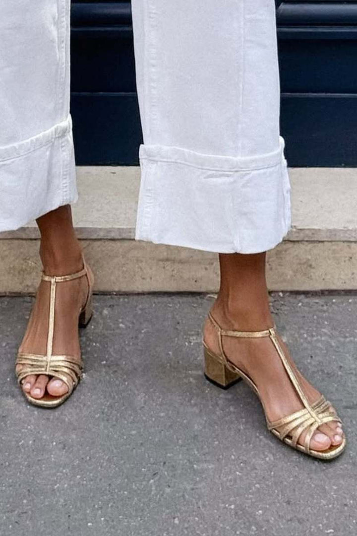 Elegante Damen Sandalen mit Blockabsatz und Metallschnalle