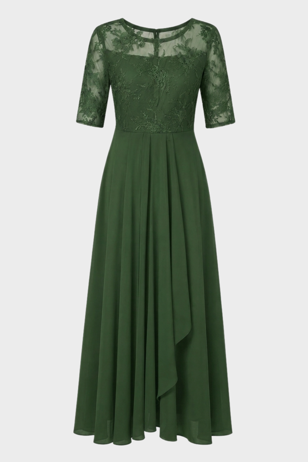 Elegantes Festliches Damen Chiffon-Maxikleid mit Spitzenoberteil