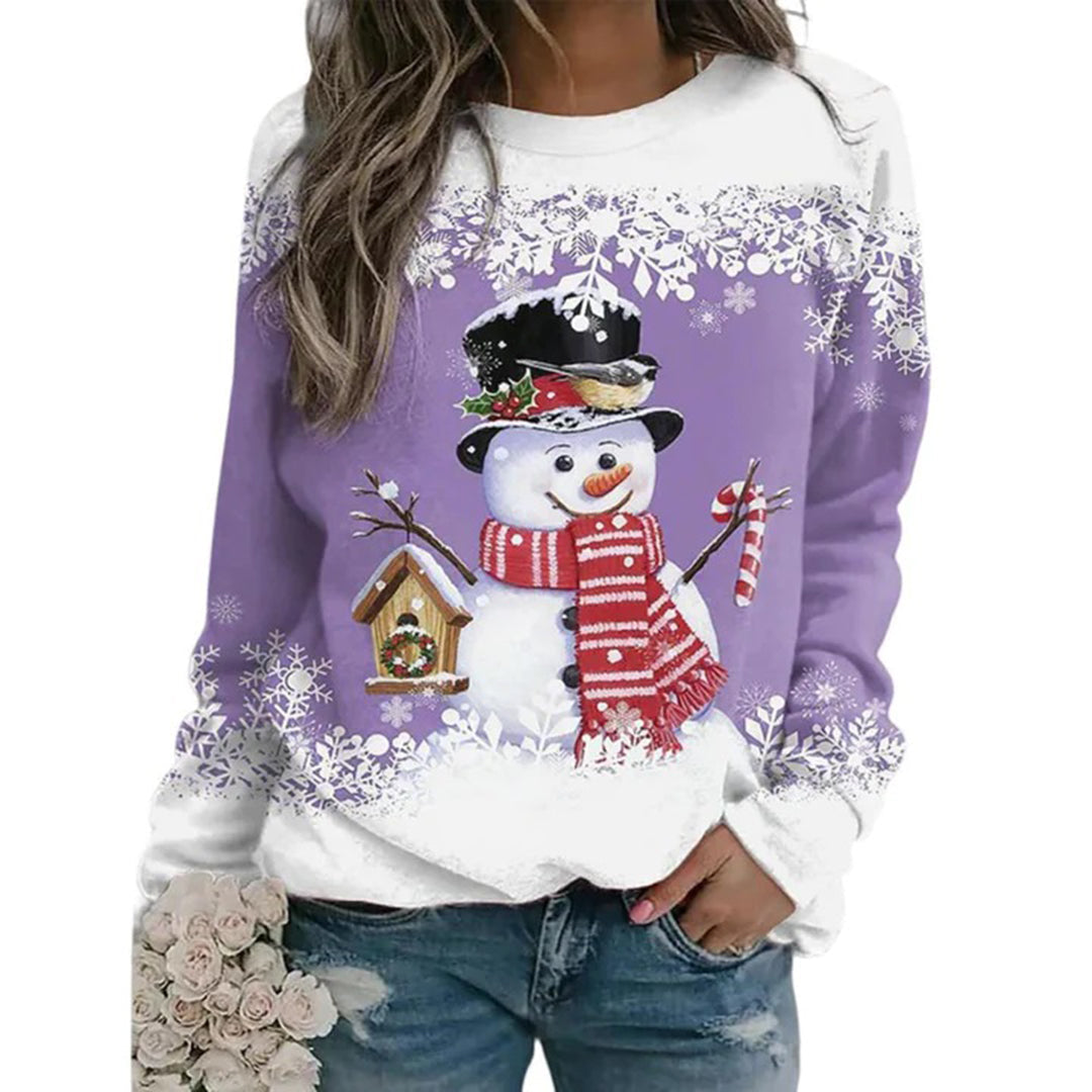 Festlicher Damen Weihnachtspullover mit Schneemann