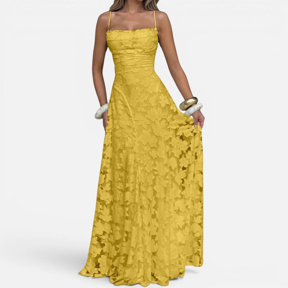 Elegantes Ausgestelltes Damen Maxikleid mit Spaghettiträgern