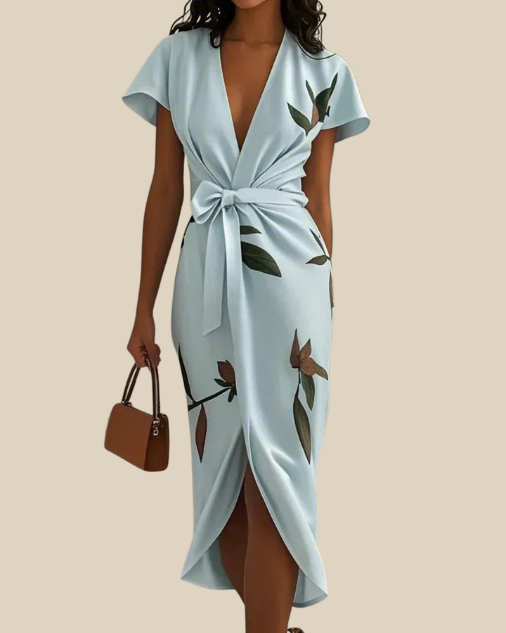 Midikleid mit botanischem Wickeldesign