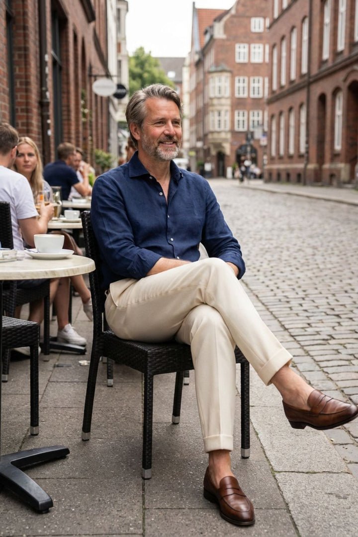Elegante Klassische Herren Stoffhose mit Bundfalte