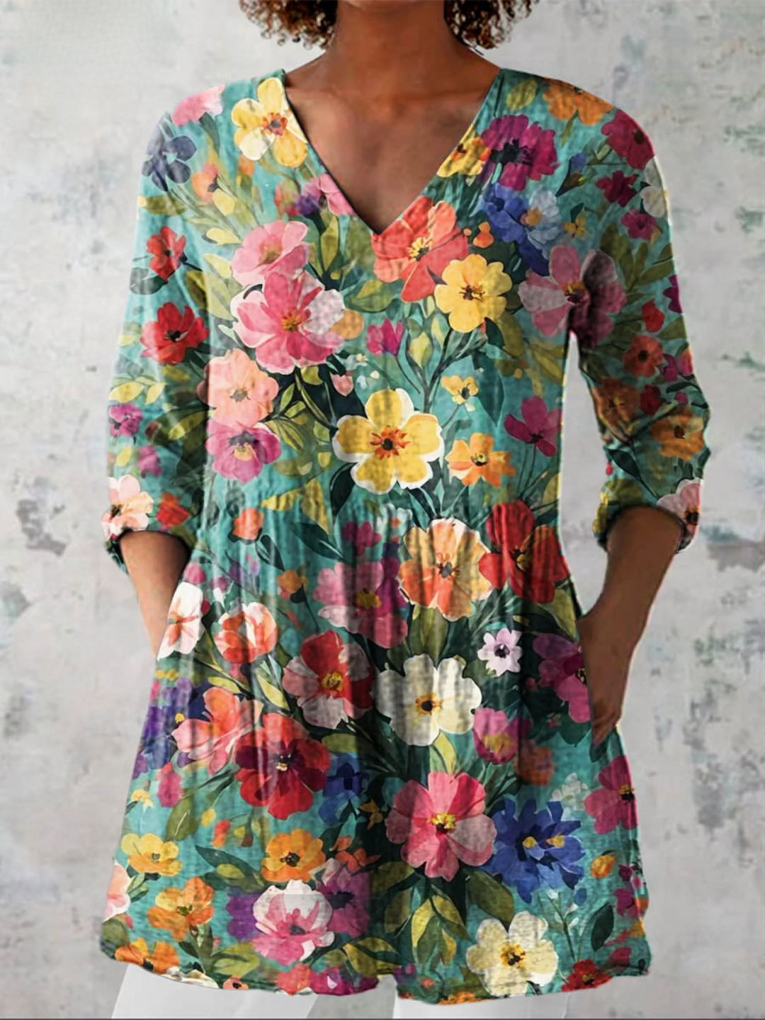 Gemusterte Lange Damen Bluse