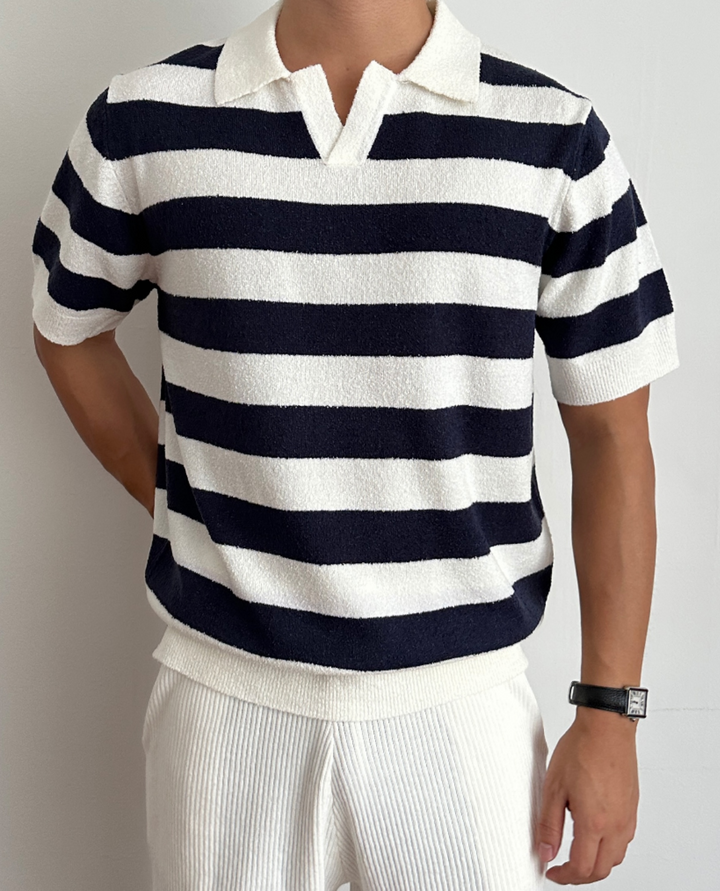 Lässiges Gestreiftes Herren Poloshirt