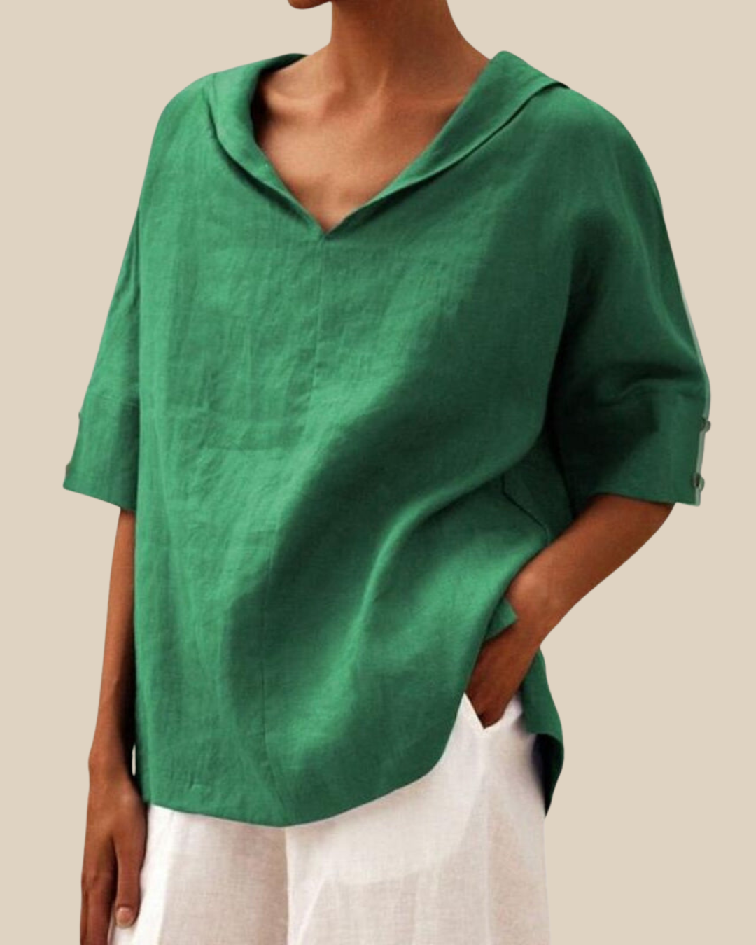 Leichte Atmungsaktive Damen Leinenmischbluse
