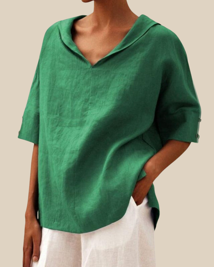 Leichte Atmungsaktive Damen Leinenmischbluse