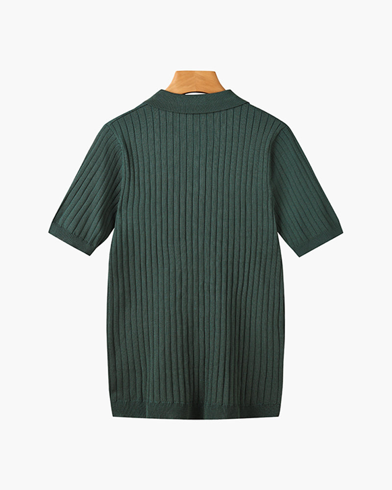 Elegantes Gestricktes Herren Poloshirt aus Baumwolle