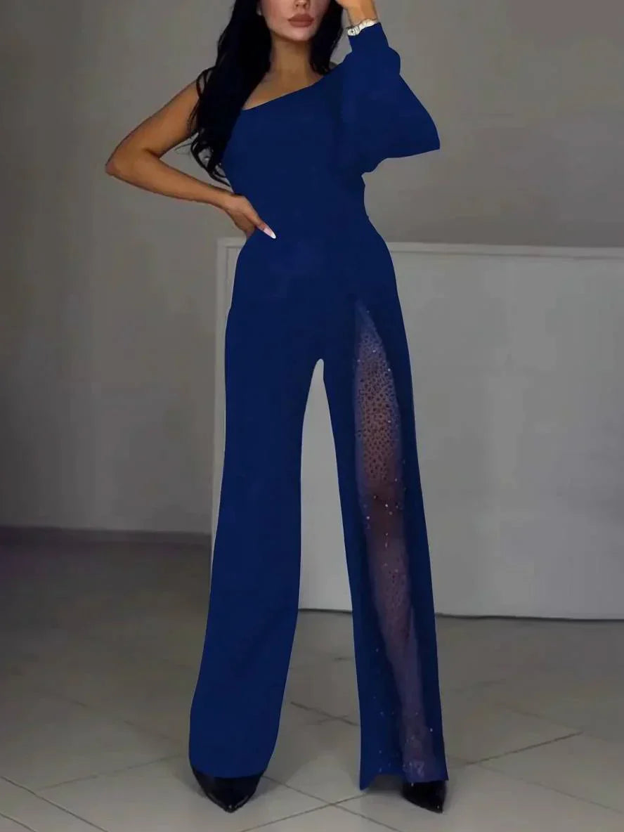 Eleganter One-Shoulder Damen Jumpsuit