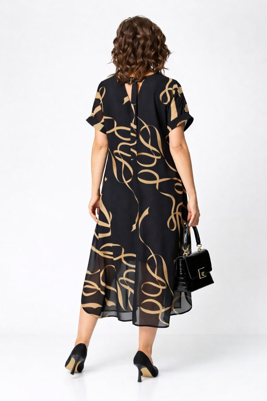Elegantes Fließendes Damen Chiffon-Midikleid