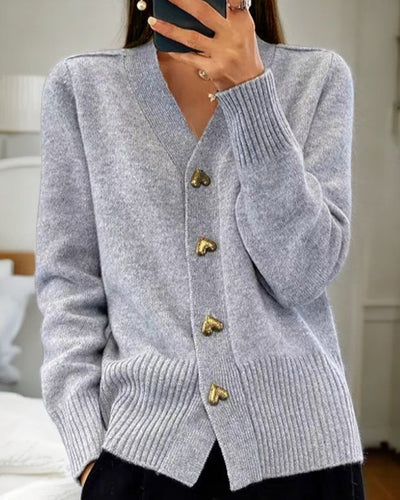 Eleganter Herzknopf Damen Cardigan
