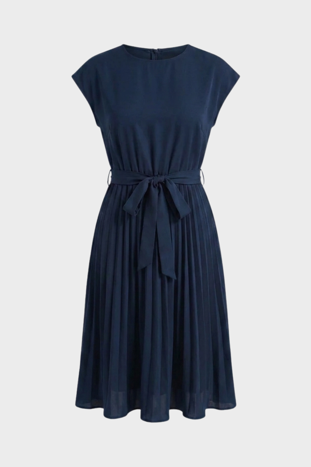 Elegantes Damen Midikleid mit Plisseerock und Gürtel
