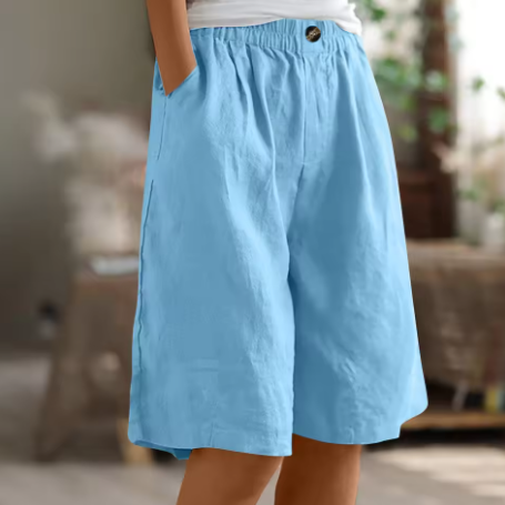 Bequeme Luftige Damen Leinen-Bermudashorts