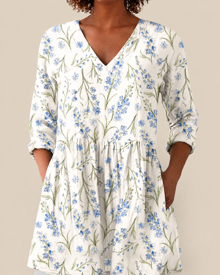 Ausdrucksstarke Lange Damen Bluse mit Muster