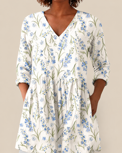 Ausdrucksstarke Lange Damen Bluse mit Muster