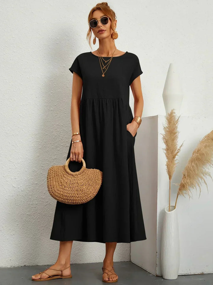Elegantes Fließendes Damen Midikleid
