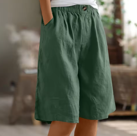 Bequeme Luftige Damen Leinen-Bermudashorts