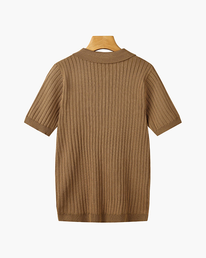 Elegantes Gestricktes Herren Poloshirt aus Baumwolle