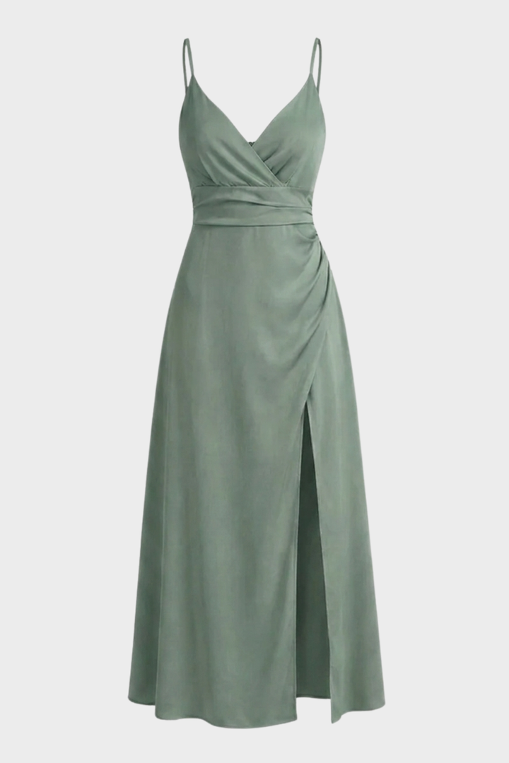 Elegantes Damen Wickel-Maxikleid mit Spaghettiträgern