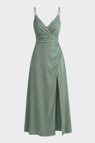 Elegantes Damen Wickel-Maxikleid mit Spaghettiträgern