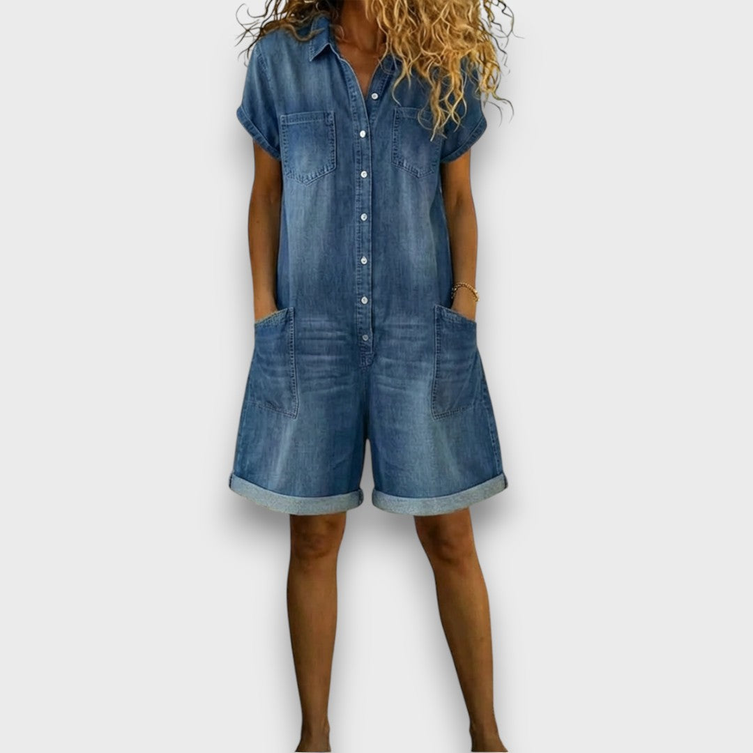 Lässige Vintage Damen Latzhose im Denim-Look