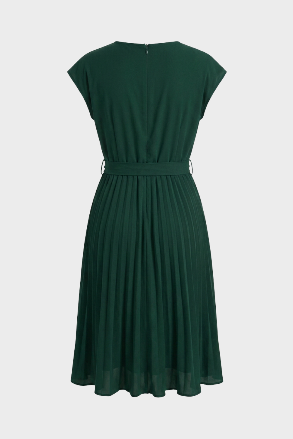 Elegantes Damen Midikleid mit Plisseerock und Gürtel