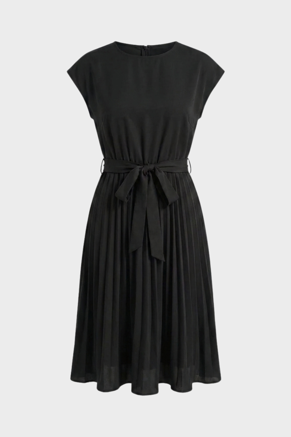 Elegantes Damen Midikleid mit Plisseerock und Gürtel