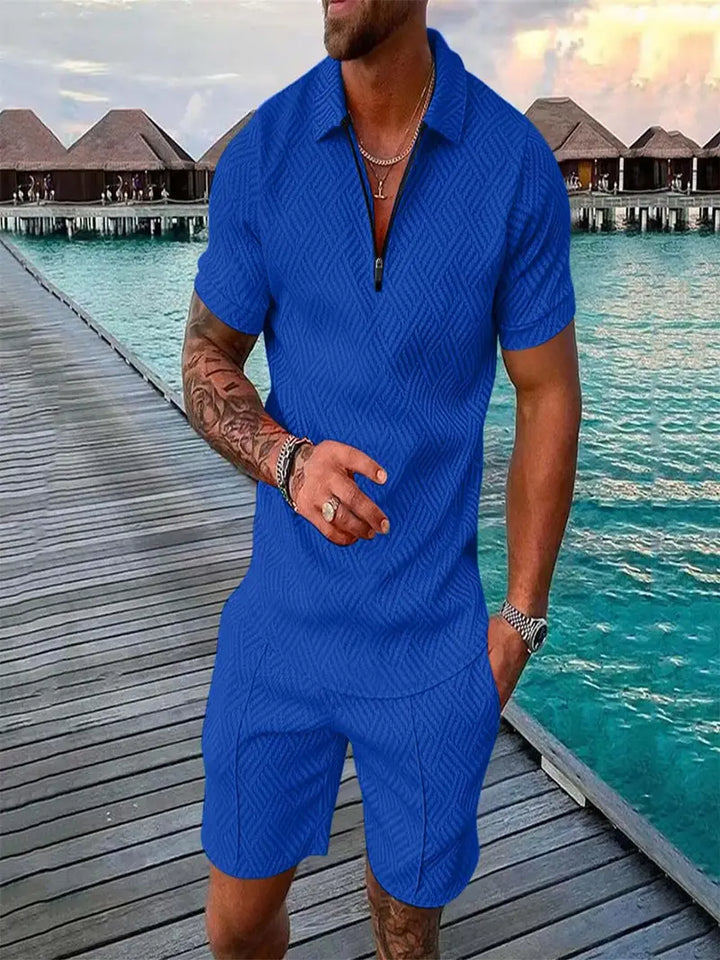 Lässiges Sommerliches Herren Poloshirt und Shorts Set