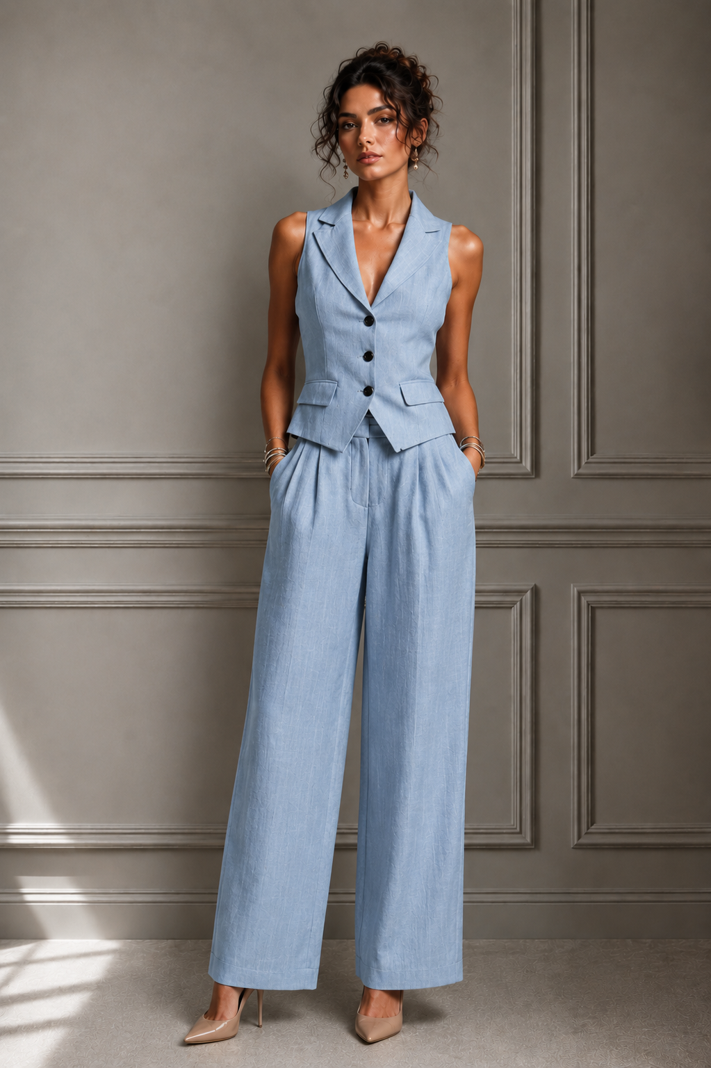Elegantes Fließendes Damen Zweiteiler-Set
