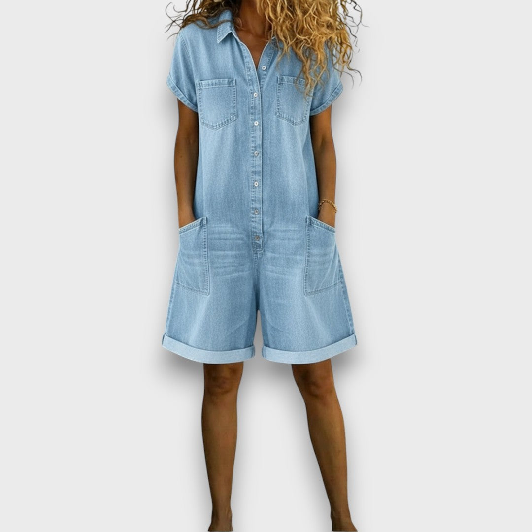 Lässige Vintage Damen Latzhose im Denim-Look