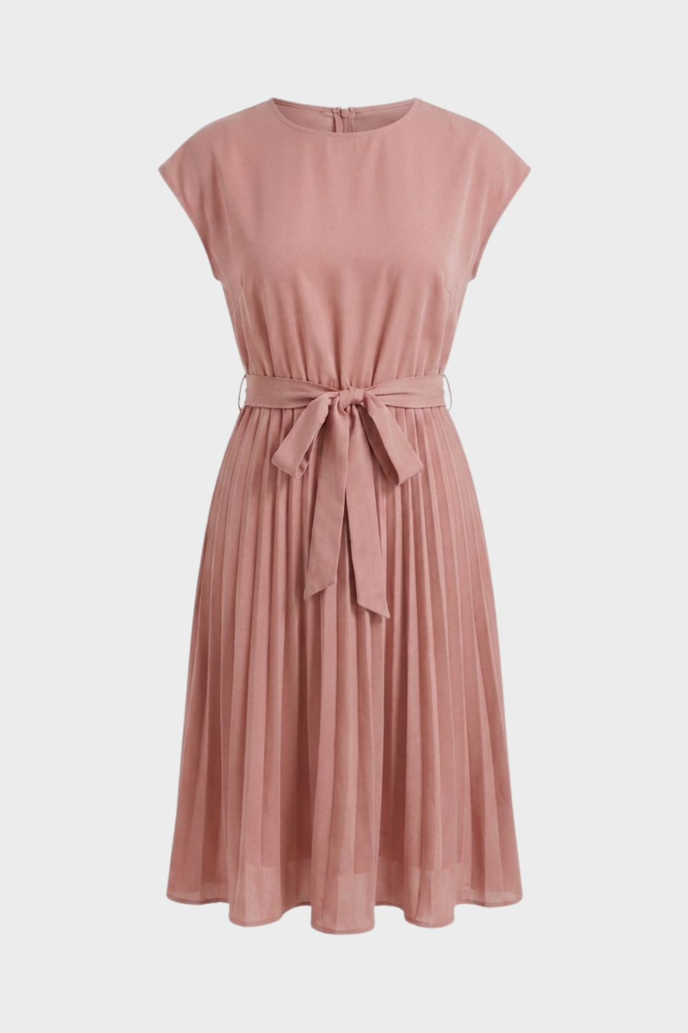 Elegantes Damen Midikleid mit Plisseerock und Gürtel