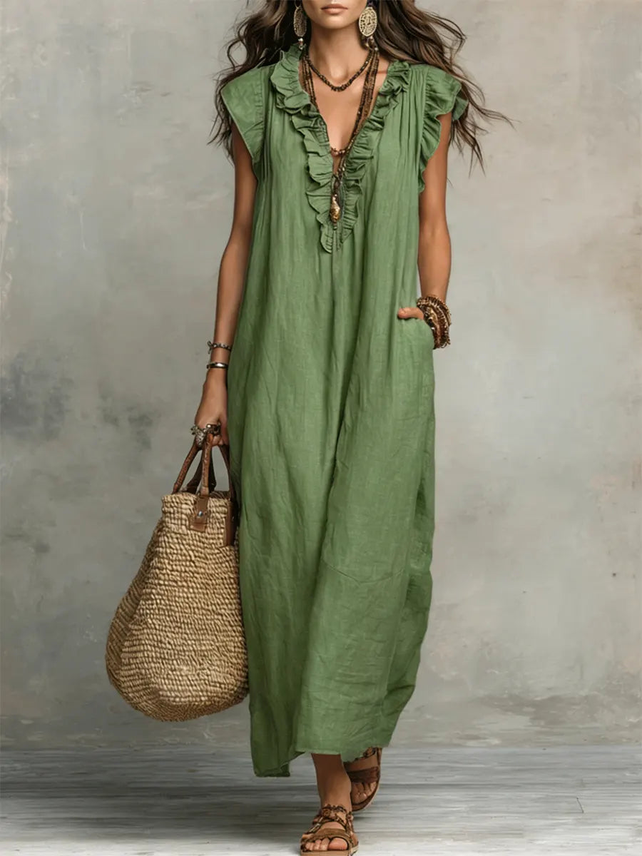 Luftiges Damen Maxikleid mit Rüschen