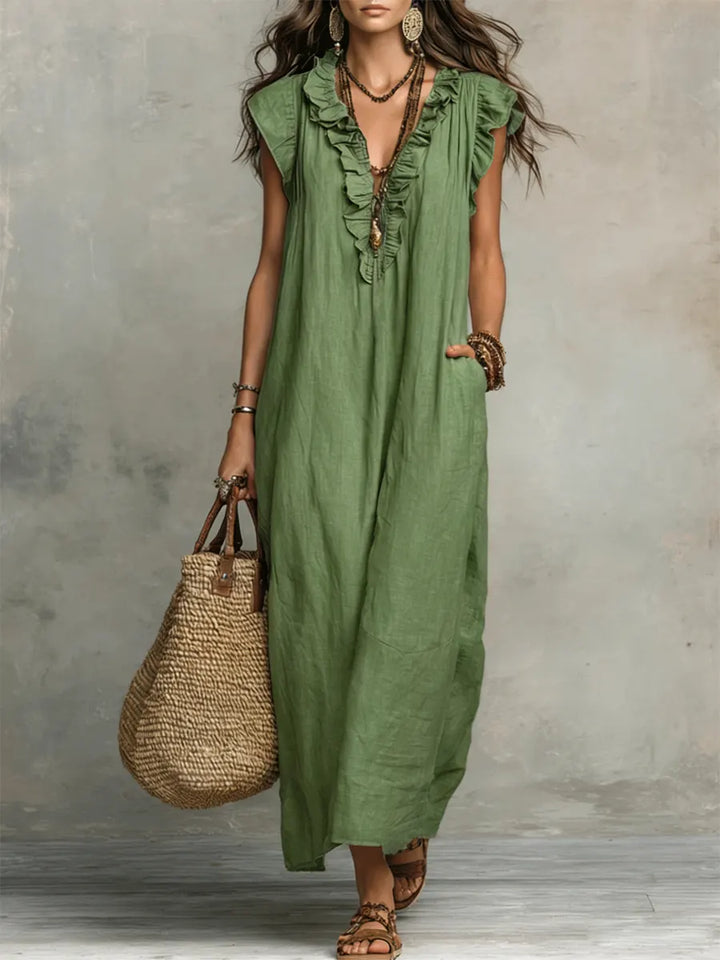 Luftiges Damen Maxikleid mit Rüschen