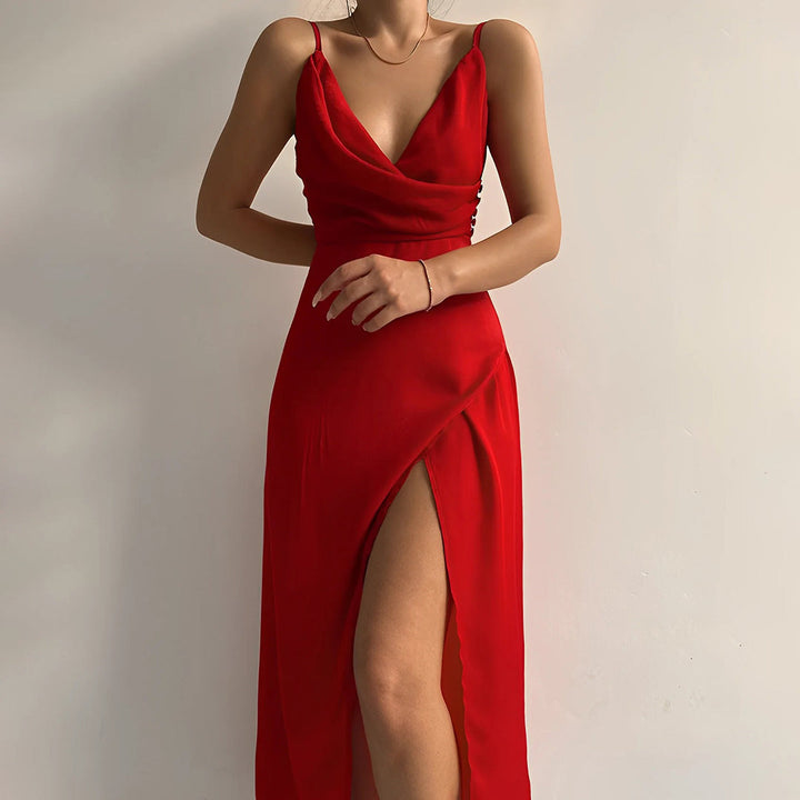 Elegantes Damen V-Ausschnitt Kleid