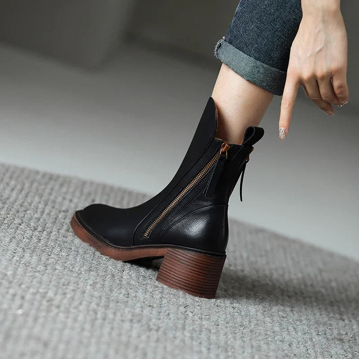 Klassische Leder Damen Stiefeletten