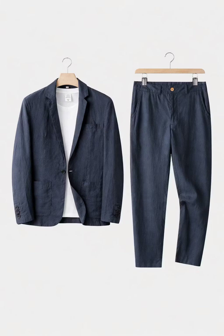 Lässiges Leinen Herren Anzug-Set mit Blazer und Hose