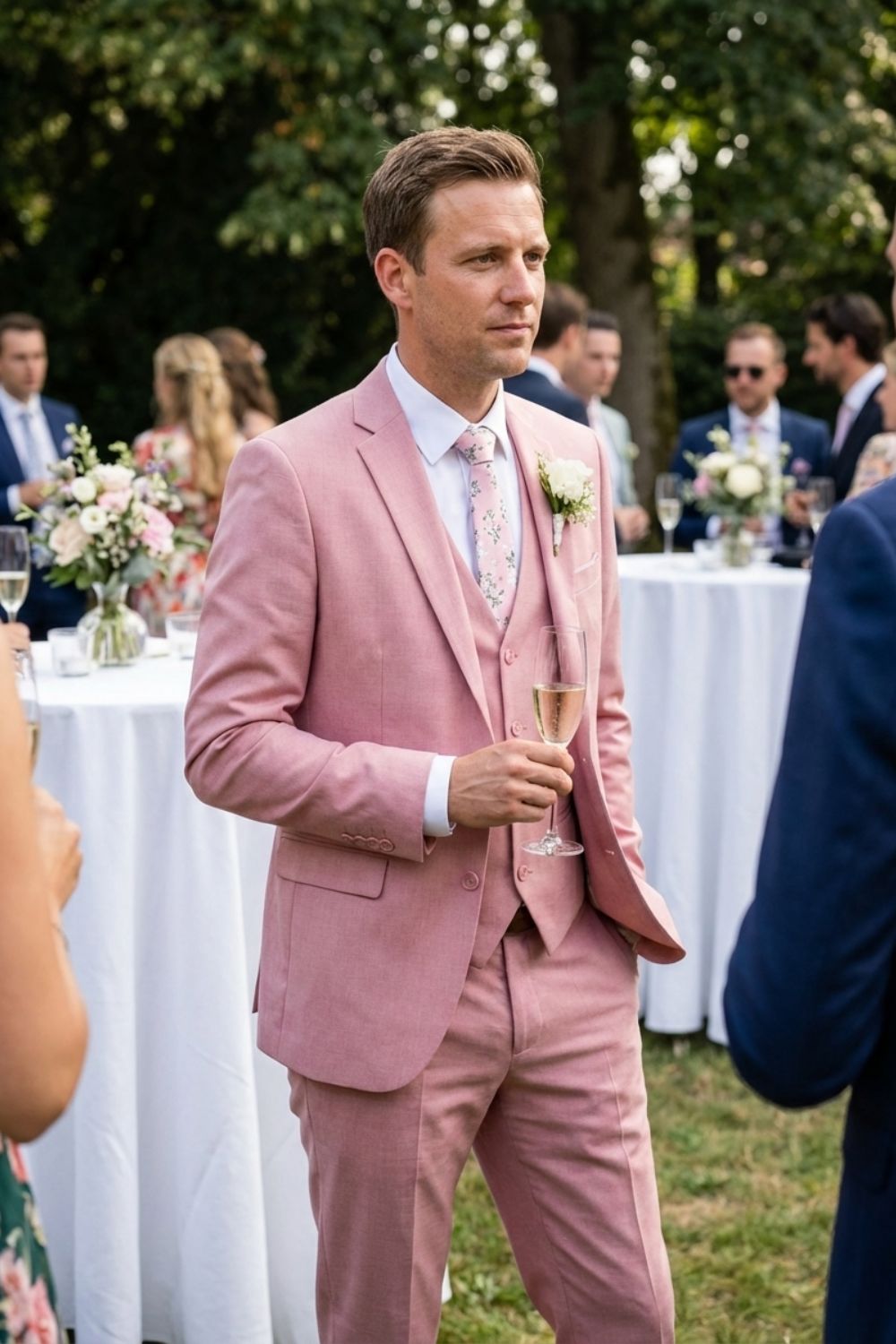Eleganter 3-Teiliger Herren Anzug mit Weste