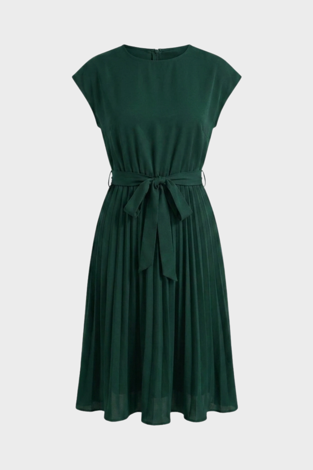 Elegantes Damen Midikleid mit Plisseerock und Gürtel