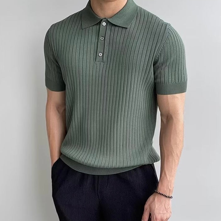 Elegantes Gestricktes Herren Poloshirt aus Baumwolle