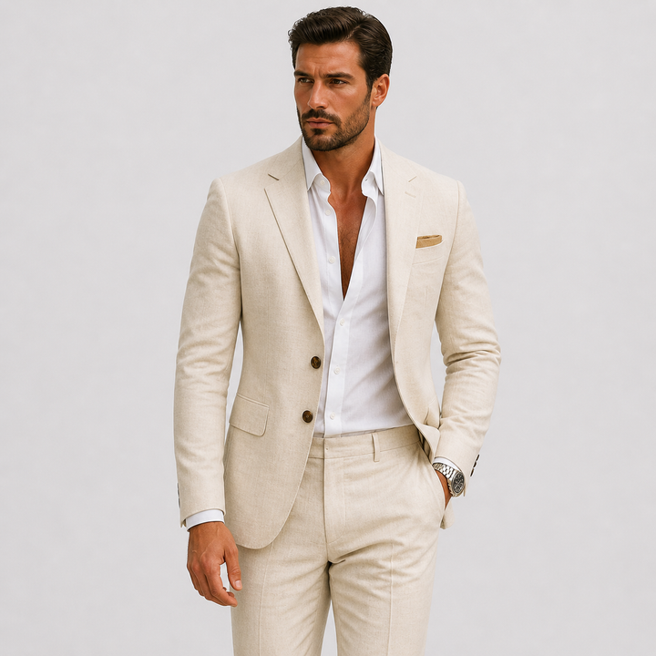 Eleganter Atmungsaktiver Herren Leinenanzug