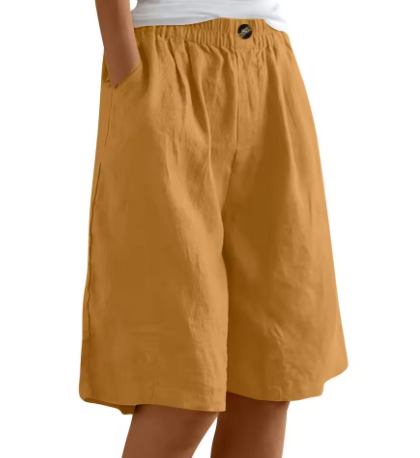 Bequeme Luftige Damen Leinen-Bermudashorts