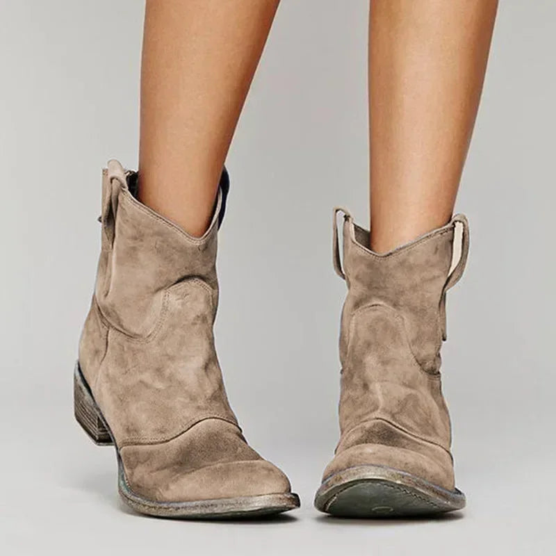 Vintage Western Damen Stiefeletten aus Leder