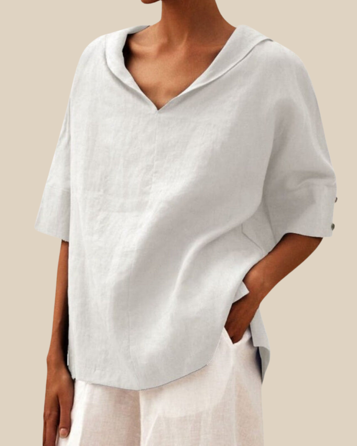 Leichte Atmungsaktive Damen Leinenmischbluse