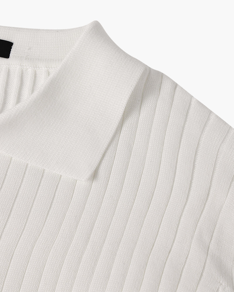 Klassisches Langarm Herren V-Ausschnitt Poloshirt