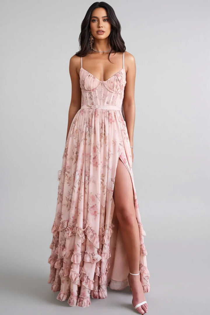 Elegantes Fließendes Damen Sommerkleid mit Rüschen