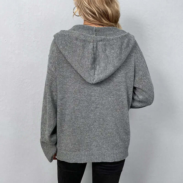 Julia Eleganter Damen Strickpullover mit Kapuze
