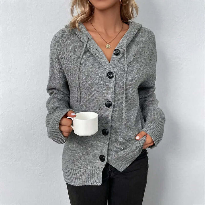 Julia Eleganter Damen Strickpullover mit Kapuze