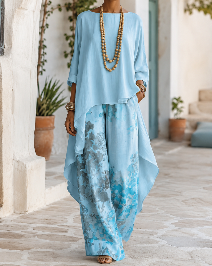 Luftiges Damen Zweiteiler Set mit floraler Hose